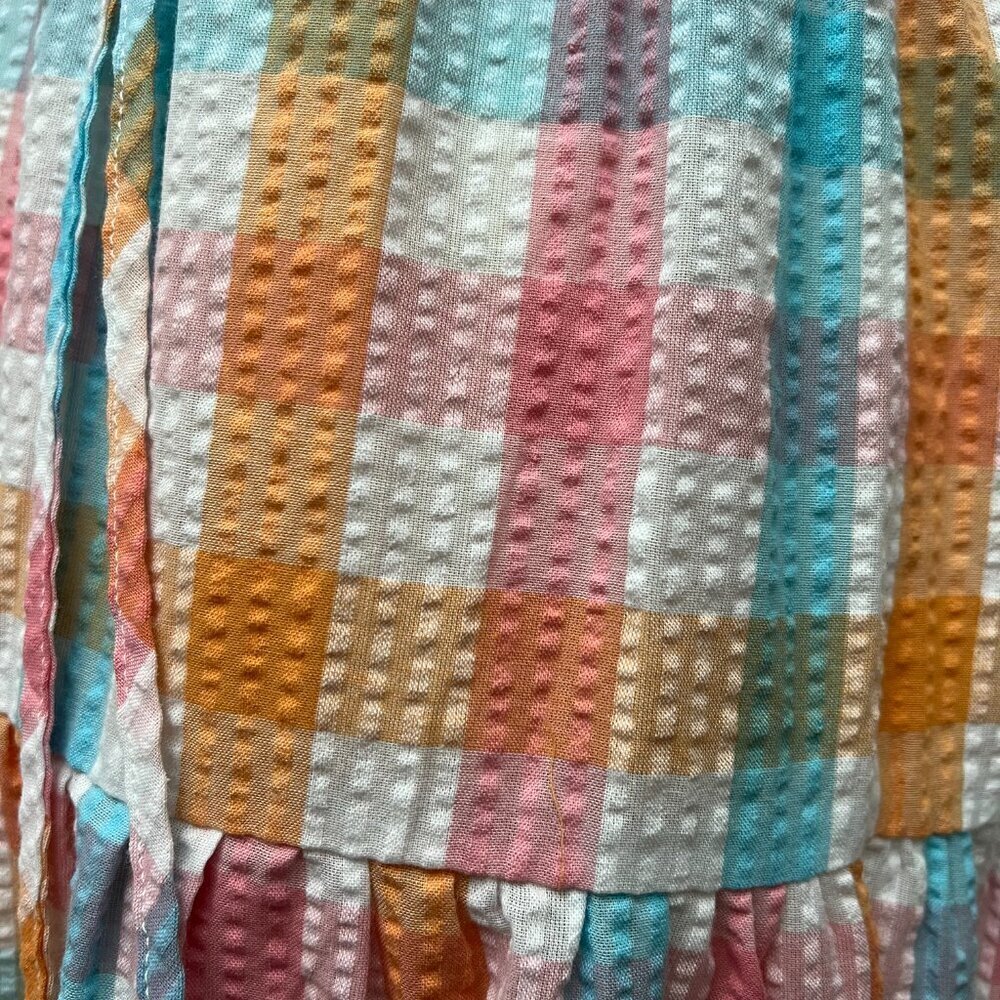 NEW Croft & Barrow Checkered Tiered Seersucker Short Sleeve Dress Sz XXL - Picture 7 of 13